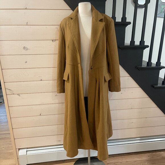 Free People Victoria Coat Wool Blend Camel Trench NWOT Oversized Size Small - Picture 8 of 14